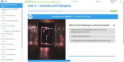 Food Safety and Hygiene for Catering Level 3 Interactive Example